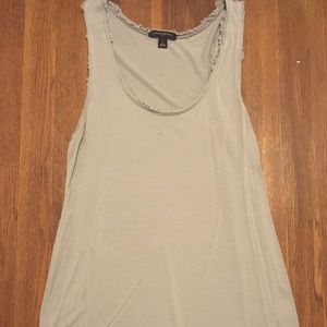 Cotton tank top with fringed lining